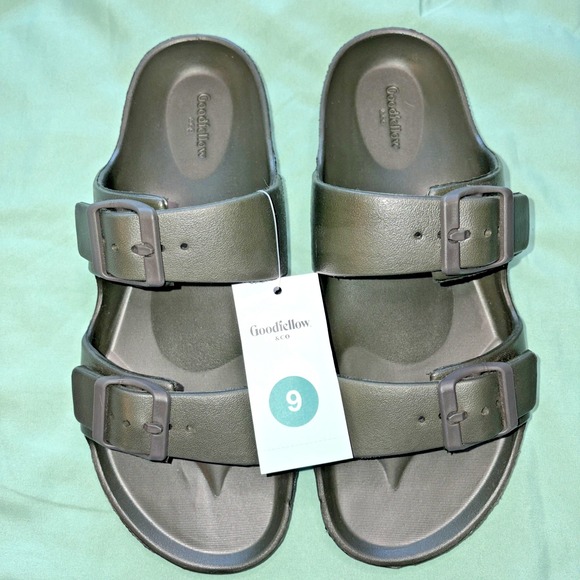 Goodfellow & Co Other - Goodfellow & Co. Two Band Buckle Slide-On Sandals in Olive Green - Men's Size 9